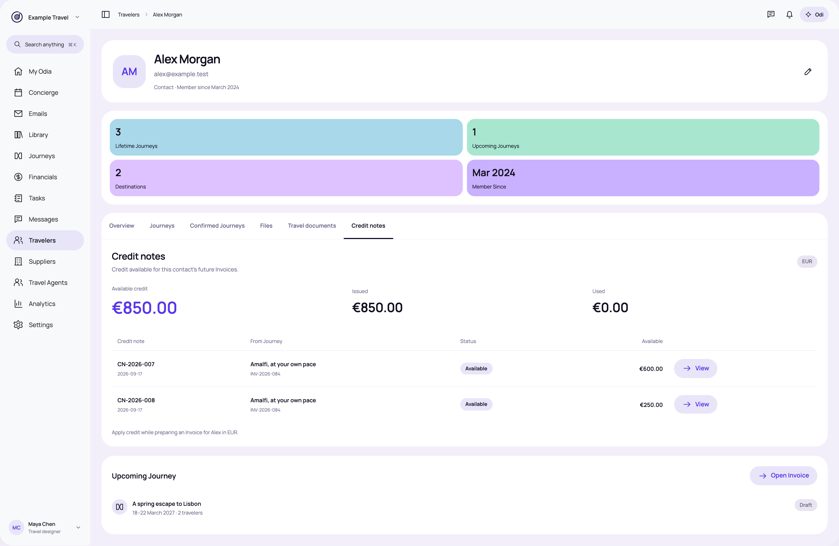 Contact · multiple credit notes