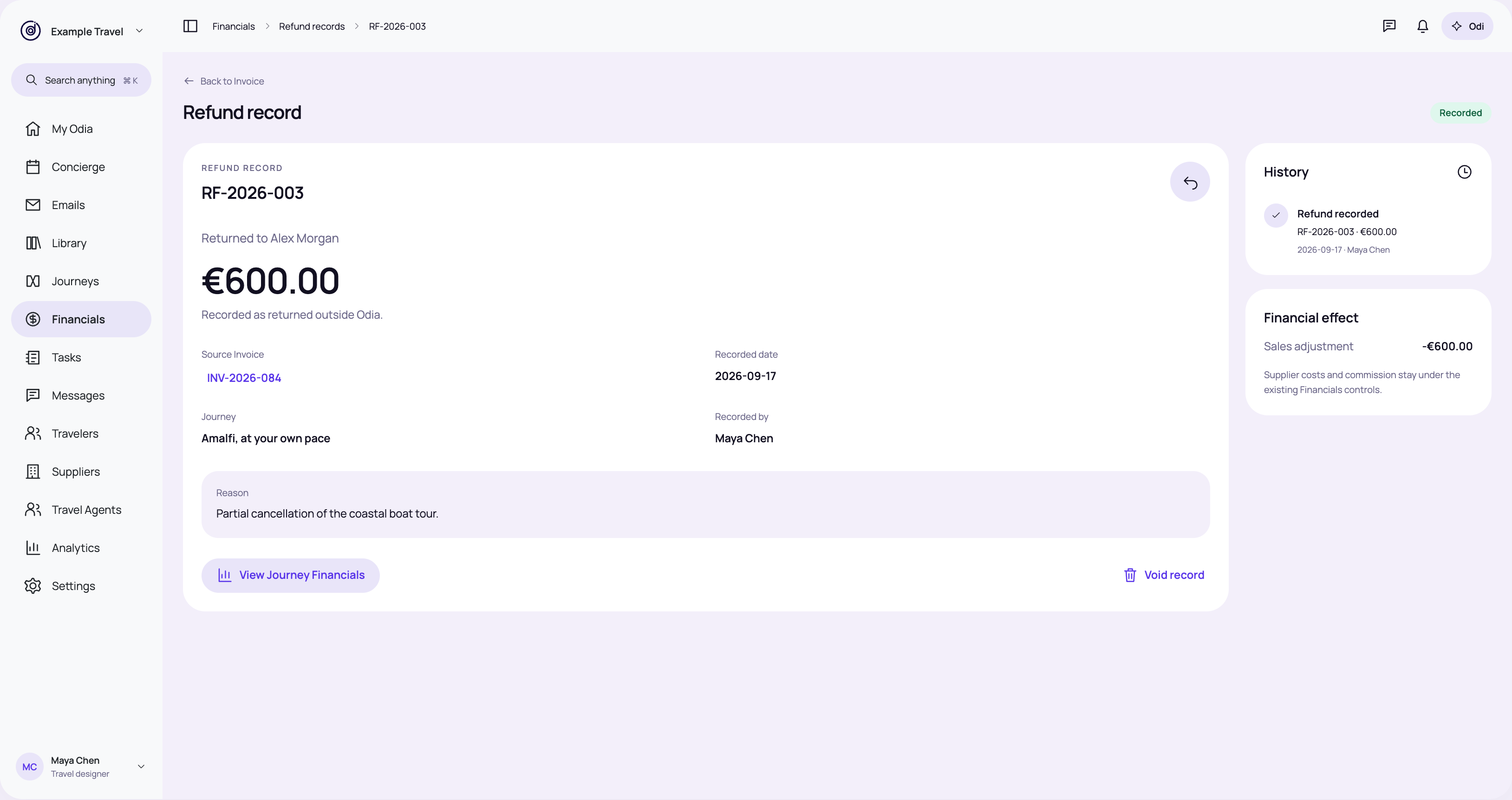 Refund record & history